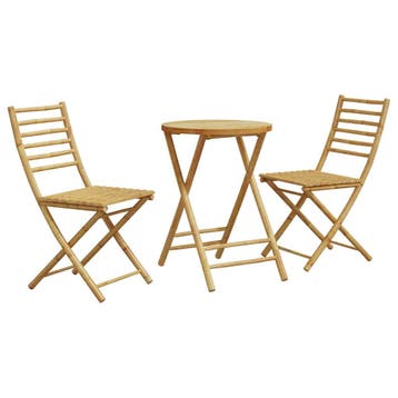 vidaXL 3-delige Bistroset bamboe, Verzenden, Nieuw