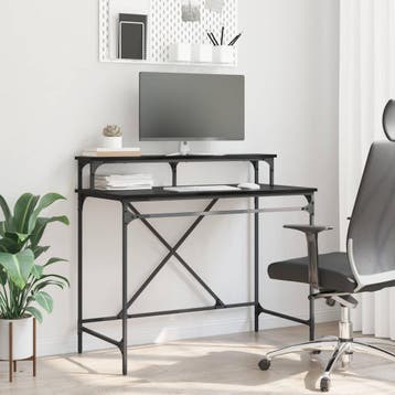 vidaXL Bureau Zwart Eiken 100 x 50 x 90 cm Bewerkt hout, Verzenden