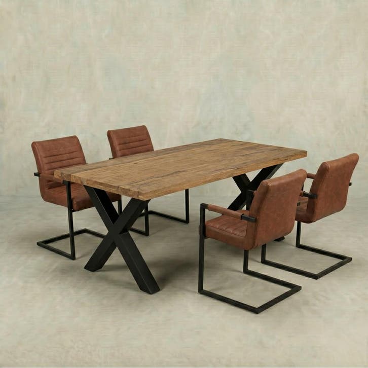 Mangohouten Eettafel Rechthoek Cedric 200x100 cm (6cm), Huis en Inrichting, Tafels | Eettafels, Nieuw, Overige houtsoorten, Rechthoekig