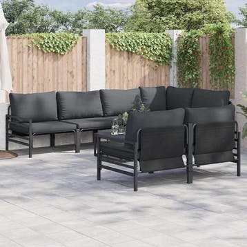 vidaXL Tuinbank Set 7 st Zwart Staal, Verzenden