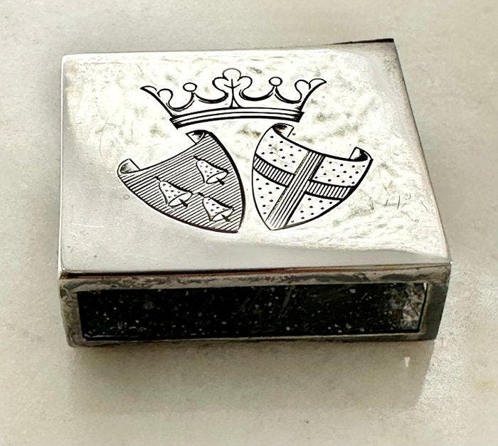 Luciferdooshouder - Wapen - 925 sterlingzilver, Antiek en Kunst, Antiek | Zilver en Goud