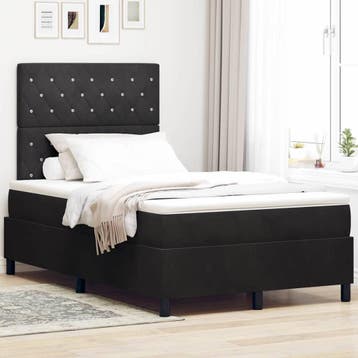vidaXL LED Box Spring Bed met matras Zwart 120 x 200 cm, Verzenden