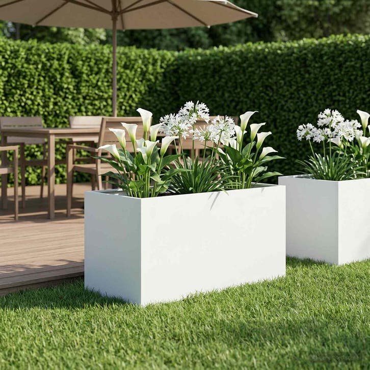 vidaXL Plantenbak Wit 100 x 50 x 50 cm Koudgewalst staal, Jardin & Terrasse, Pots de fleurs, Envoi