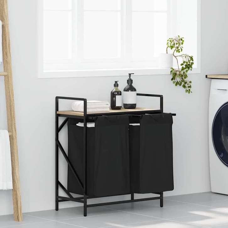 vidaXL Wasmand 2 vakken met plank sonoma eikenkleurig, Maison & Meubles, Accessoires pour la Maison | Autre, Envoi