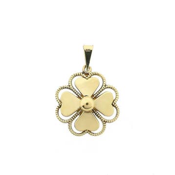 Gouden hanger van een klavertje vier (Hanger of bedel), Handtassen en Accessoires, Bedels, Ophalen of Verzenden, Gebruikt, Goud