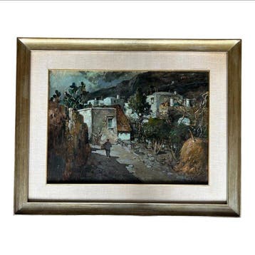Felice Giordano (1880-1964) - Borgo del Sud in notturno