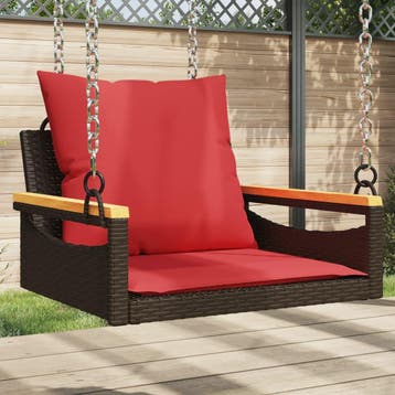 vidaXL Schommelbank met kussens 63x62x40 cm poly rattan, Verzenden, Nieuw