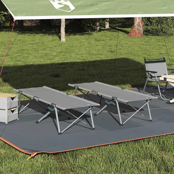 vidaXL Opvouwbaar Campingbed 2 st Grijs 194 x 62,5 x 42,5 cm, Caravans en Kamperen, Kampeeraccessoires, Nieuw, Verzenden