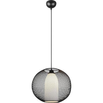 Zwarte LED Hanglamp Trion Filtran - Mat Zwart Aluminium, Ron, Verzenden