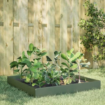 vidaXL Plantenbak verhoogd 100x100x26 cm staal olijfgroen, Tuin en Terras, Verzenden, Nieuw