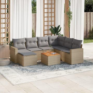 vidaXL Patio Sofa Set 8-zits Beige mix en grijs, Verzenden