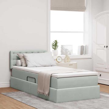 vidaXL Opbergbed met matras met opslag Lichtgrijs 90 x 200, Verzenden, Nieuw