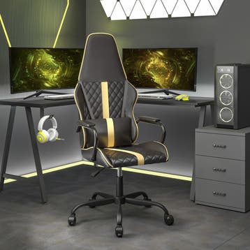 vidaXL Gamestoel kunstleer zwart en goud, Huis en Inrichting, Stoelen, Verzenden, Nieuw