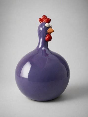 Beeld, funny purple balloon chicken - 60 cm - polyresin