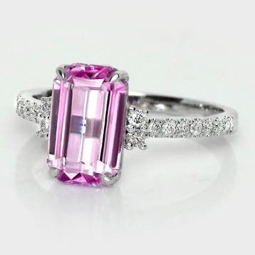 Zonder minimumprijs - Ring - 14 karaat Witgoud, HRD 3,17 ct