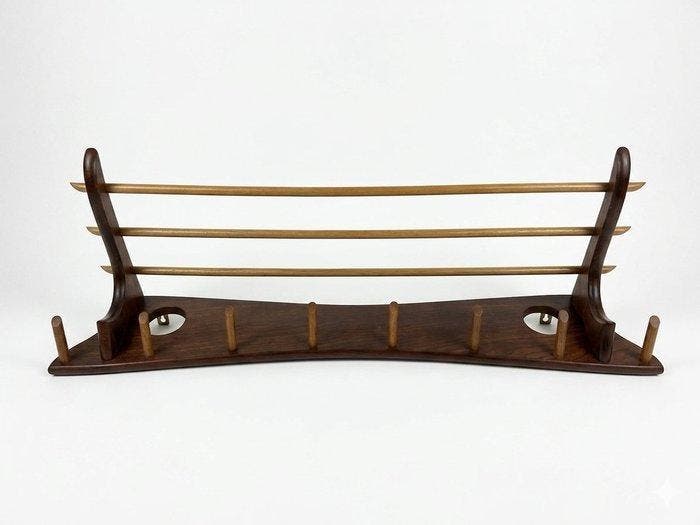 Kapstok - Teak - Vintage wandkapstok van massief teakhout,, Antiek en Kunst, Kunst | Designobjecten