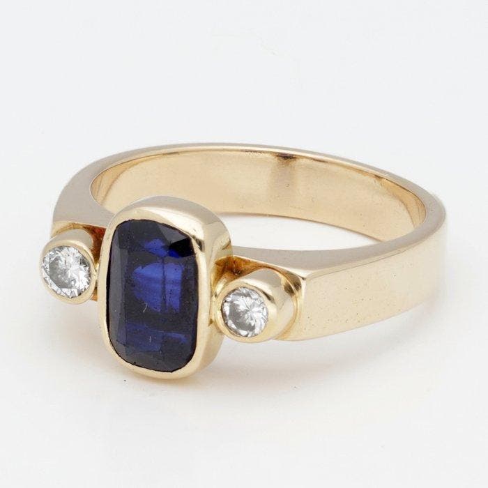 Bague - 18 carats Or jaune Saphir - Diamant, Bijoux, Sacs & Beauté, Bagues