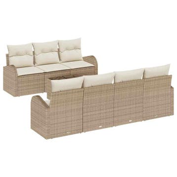 vidaXL Tuinbank Set 8 st 7-Aantal zitplaatsen Beige en Crème, Verzenden, Nieuw