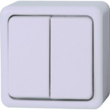 KOPP 2-knops Dubbel Serieschakelaar Arctic Wit Opbouw, Verzenden, Nieuw
