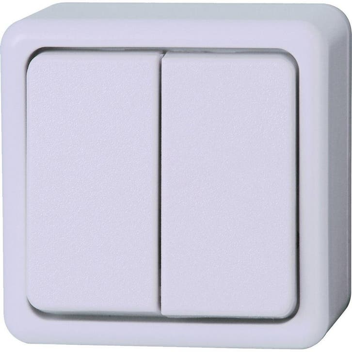 KOPP 2-knops Dubbel Serieschakelaar Arctic Wit Opbouw, Doe-het-zelf en Bouw, Elektriciteit en Kabels, Nieuw, Verzenden