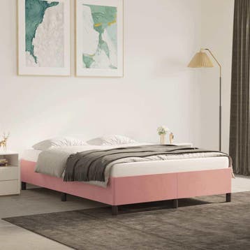 vidaXL Bedframe fluweel roze 140x200 cm, Verzenden, Nieuw