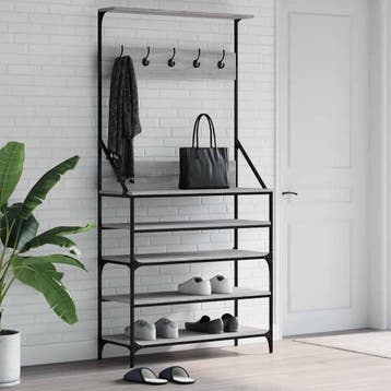 vidaXL Kledingrek met schoenenrek 90x34x184 cm grijs sonoma, Verzenden, Nieuw