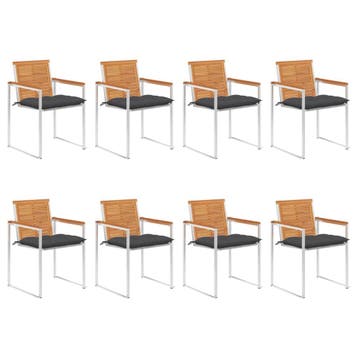 vidaXL Tuinstoelen 8 st met kussens massief acaciahout, Tuin en Terras, Tuinstoelen, Verzenden, Nieuw