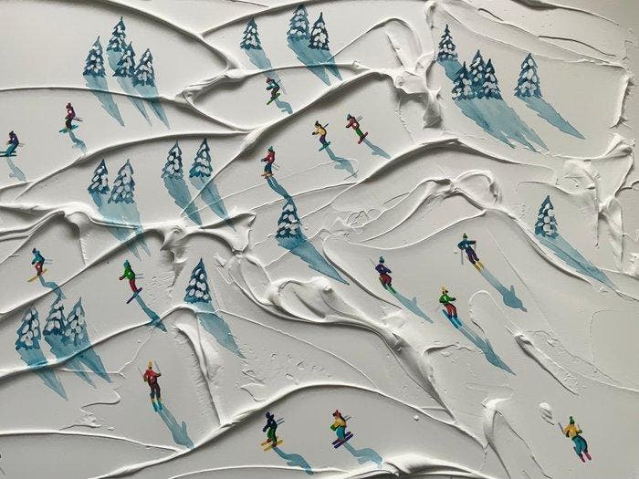 Taty Ur - Perfect ski day, Antiquités & Art, Art | Peinture | Moderne