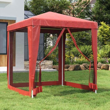 vidaXL Partytent met 4 mesh zijwanden 2x2 m HDPE rood, Verzenden