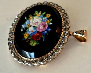 Broche - 14 karaat Geel goud - 4.76ct. tw. Diamant