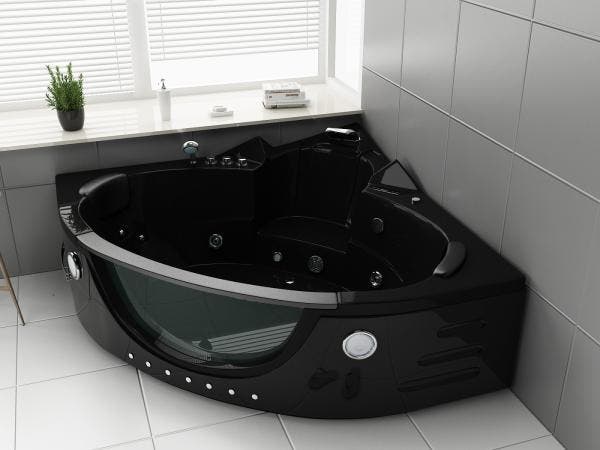Veiling - Whirlpool Massagebad - Zwart - Hoekbad - 152x152x6, Bricolage & Construction, Sanitaire