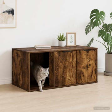 vidaXL Kattenkrat Meubel Gerookt eiken 100 x 49 x 45 cm, Verzenden