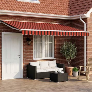 vidaXL Elektrisch Uitschuifbare Zonneluifel Oranje, Zwart en, Verzenden, Nieuw