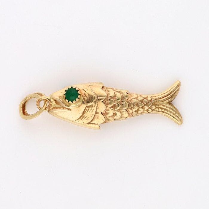 Hanger - 18 karaat Geel goud - Vis, Handtassen en Accessoires, Antieke sieraden