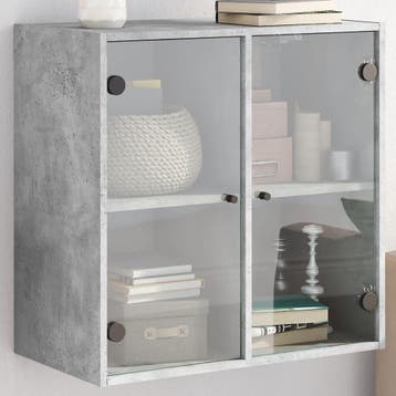 vidaXL Wandkast met glazen deuren 68x37x68,5 cm betongrijs, Verzenden, Nieuw