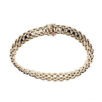 Bicolor gouden Bismarck schakelarmband, Ophalen of Verzenden