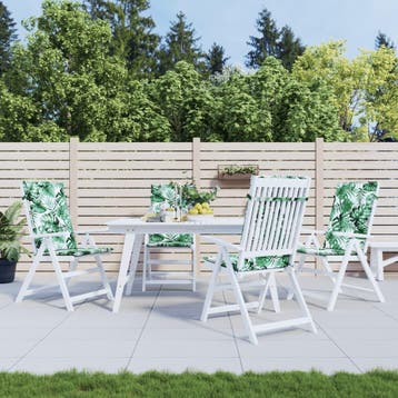 vidaXL Stoelkussens 4 st hoge rug bladpatroon stof, Verzenden, Nieuw