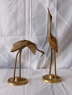 Beeldje - Elegant Pair of Stylized Crane Figurines – Brass