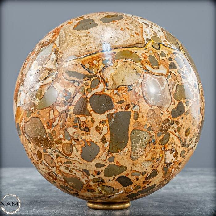 Natuurlijke luipaardjaspis Sphere- 2326.18 g, Verzamelen, Mineralen en Fossielen