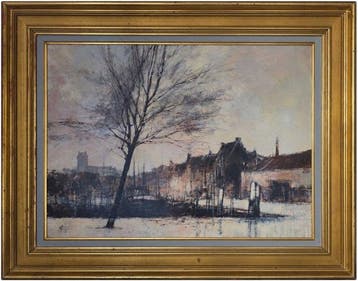Francois Franc (1926-1989) - Dordrecht en Hiver, Hollande, Antiek en Kunst