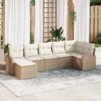 vidaXL Bankstel met kussen met opslag 7 pcs Beige poly, Verzenden, Nieuw