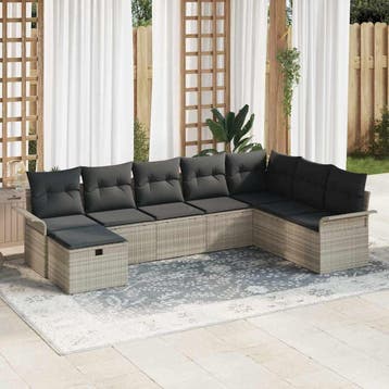 vidaXL Tuinbank Set 8 st Poly rattan, Verzenden, Nieuw