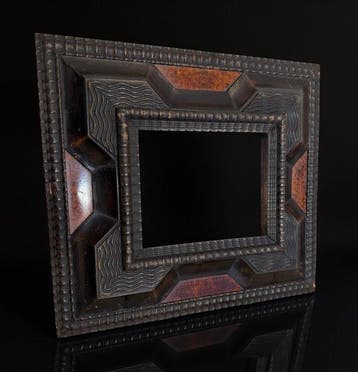 Lijst- Guilloché - eboniseerd hout XIXe - Inlegjes in