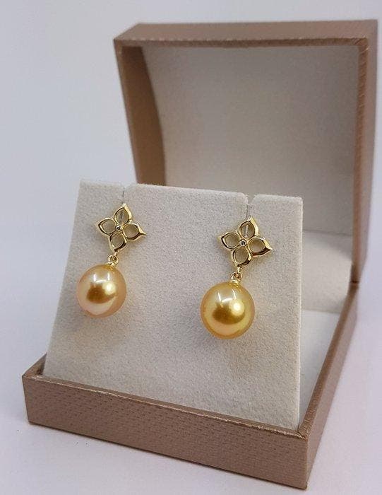 Boucles doreilles - 14 carats Or jaune - 0.02ct. tw. -, Bijoux, Sacs & Beauté, Boucles d'oreilles