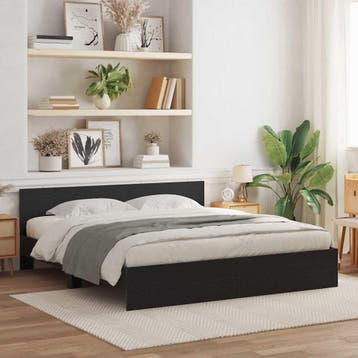 vidaXL Bedframe met Hoofdbord Zwart eiken 203 x 185 x 70 cm, Huis en Inrichting, Verzenden, Nieuw