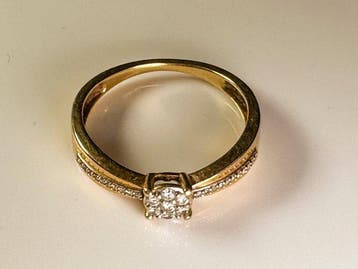 Ring - 18 karaat Geel goud - 0.07ct. tw. Diamant, Nieuw