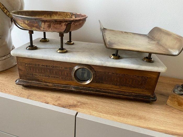 Échelle (2) - Bois, Laiton, Marbre - Ancienne balance, Antiquités & Art, Antiquités | Assiettes décoratives & Carrelages