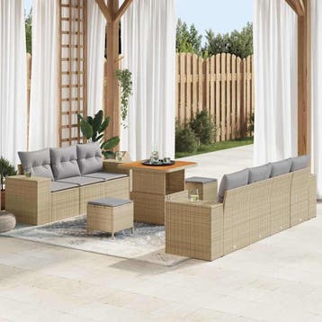 vidaXL Tuinbank Set 10 st 9-Aantal zitplaatsen Beige en, Verzenden