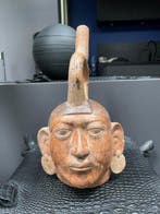 Moche precolumbiaans Terracotta Huaco Hoofd van een