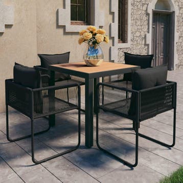 vidaXL 5-delige Tuinset PVC-rattan zwart en bruin, Verzenden, Tuinset